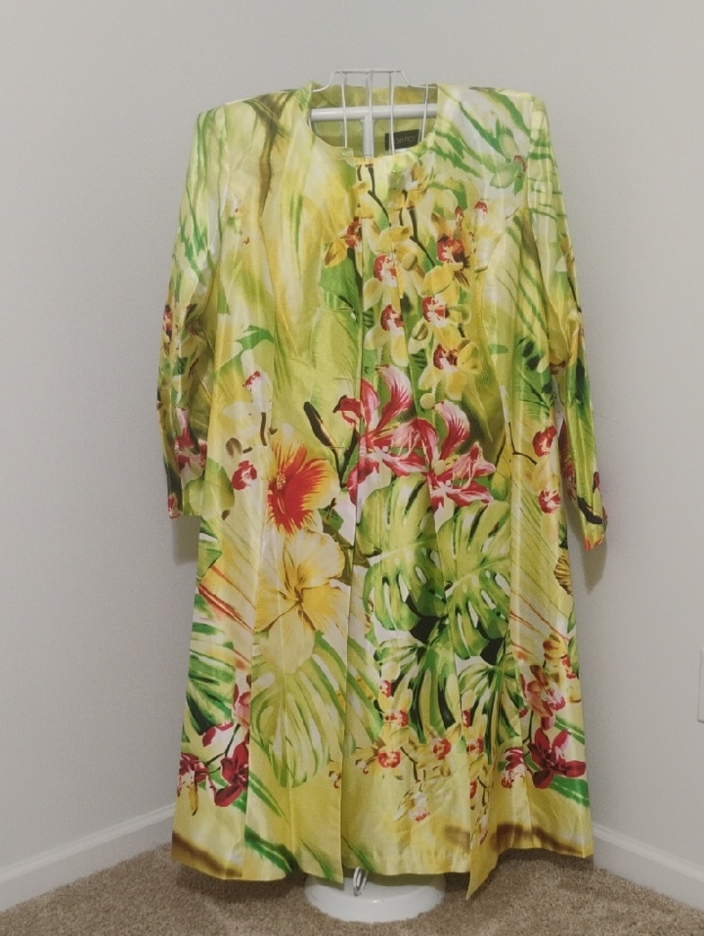 Ashro Yellow Tropical Floral Long Sleeve Dress